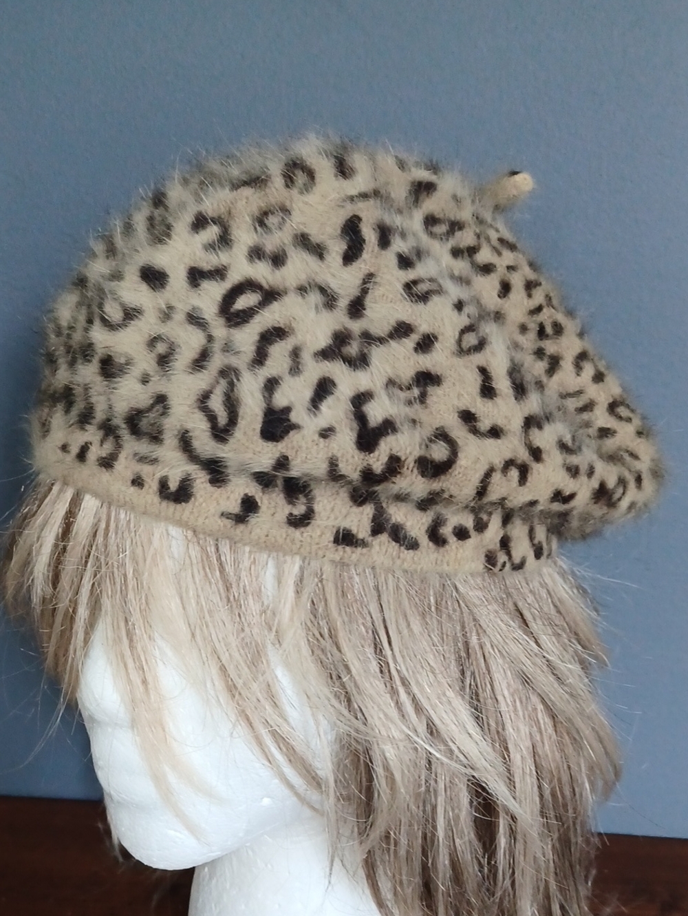 Leopard Rabbit Hair Beret
